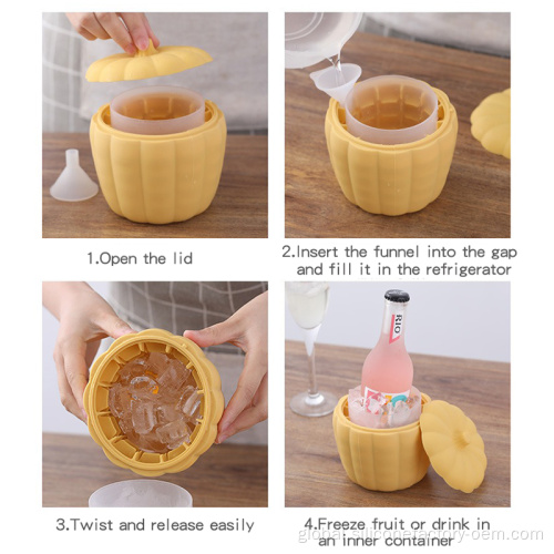 Plastic Ice Bucket for Party Pumpkin Silicone Ice Cube Mold Frozen Drink Mold Supplier